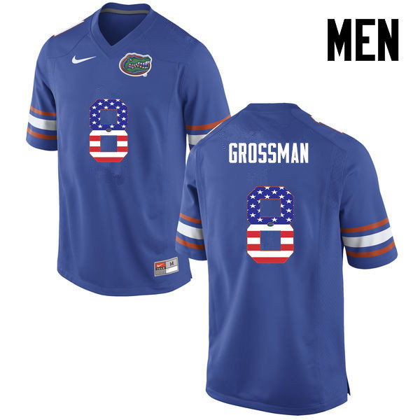 Men Florida Gators #8 Rex Grossman College Football USA Flag Fashion Jerseys-Blue